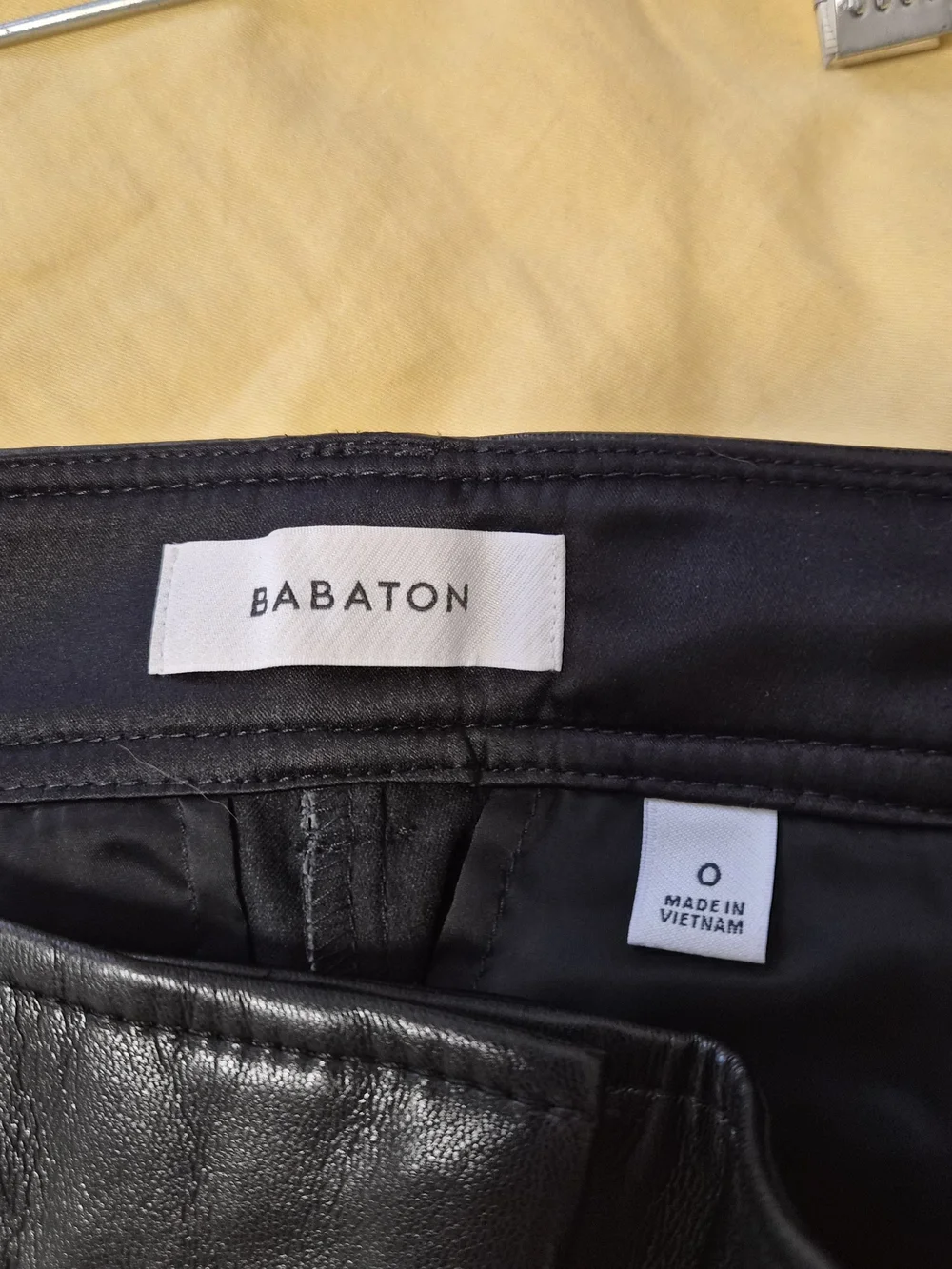 Aritzia Black Faux Leather Straight-Leg Jeans